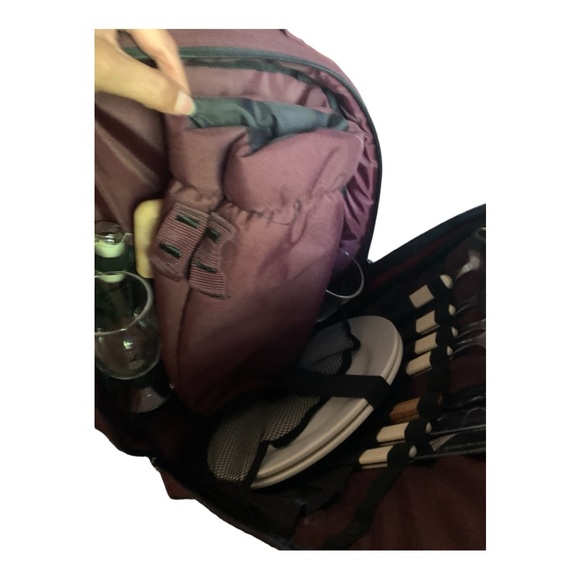 Picnic Backpack Cooler-burgundy Set for 2 - New w/o tags - Picture 4 of 5